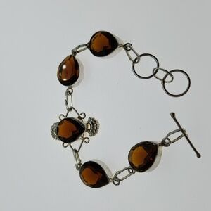 Nwot! Smoky topaz quartz sterling bracelet